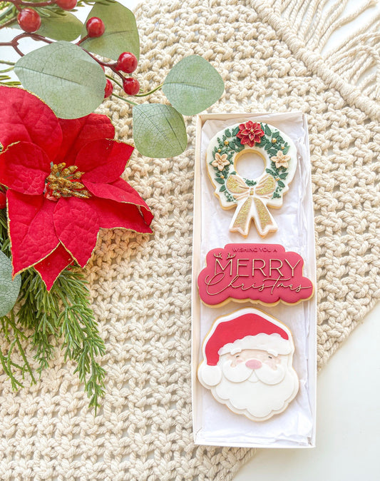 Traditional - Merry Christmas with Santa & Wreath (2 pack)